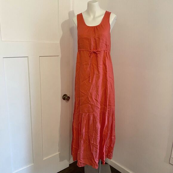 Cynthia Rowley size Small Linen Blend Bright Colorful Orange Maxi Sundress - Picture 1 of 8